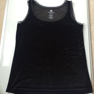 Convington Womens Scoop Neck Velour Tank Top Black Sz M